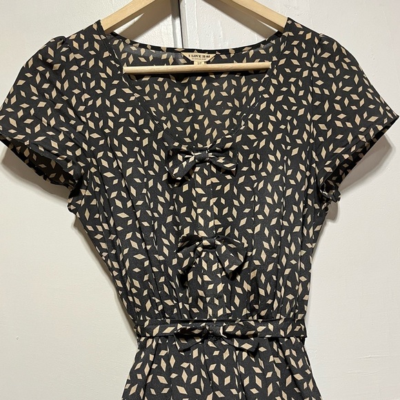 Forever 21 Silky Diamond Print Bow Detail Dress ASO Glee Rachel Berry - Picture 4 of 11